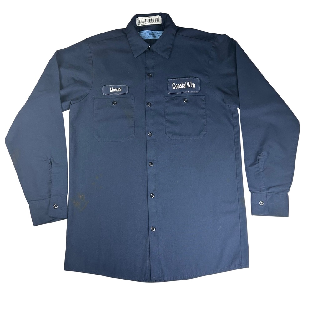 Cintas ComfortFlex Mens Navy Blue Long Sleeve Work Shirt "Manuel" Coastal Wire